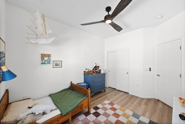 5485 Seacliff Pl Unit 106, San Diego, CA 92154 - bedroom with wood finished floors and ceiling fan