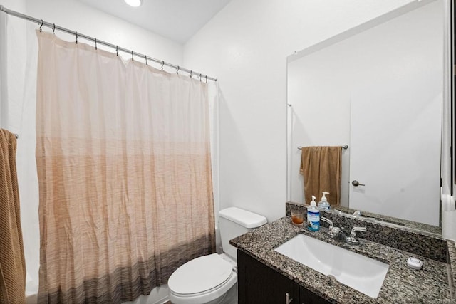 5485 Seacliff Pl Unit 106, San Diego, CA 92154 - bathroom featuring vanity, toilet, and shower / bath combination with curtain