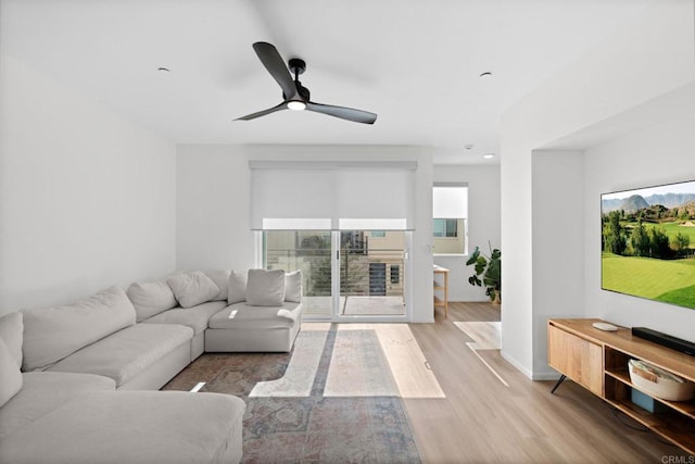 5485 Seacliff Pl Unit 106, San Diego, CA 92154 - living room featuring light wood-type flooring, ceiling fan, and recessed lighting