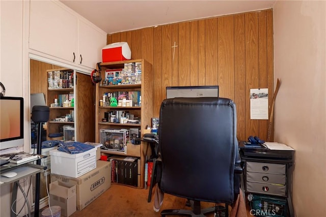 1716 N Fries Ave, Wilmington, CA 90744 - office area featuring carpet floors and wood walls