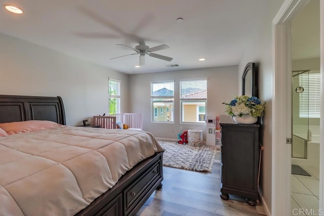 13217 Midnight Star Way, Lakeside, CA 92040 - bedroom with wood finished floors, recessed lighting, baseboards, and ceiling fan