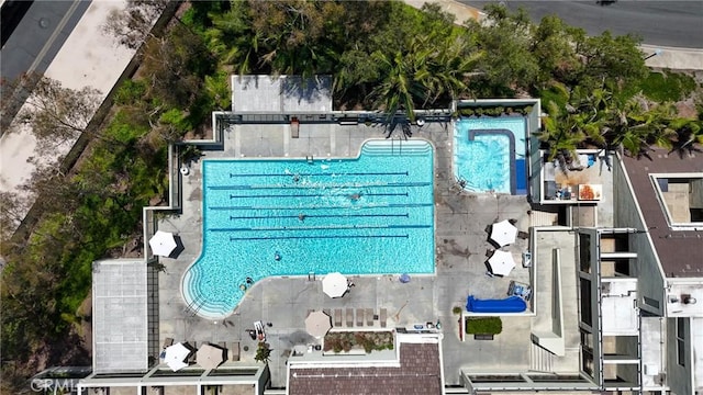 3413 Punta Alta Unit A, Laguna Woods, CA 92637 - drone / aerial view of a pool