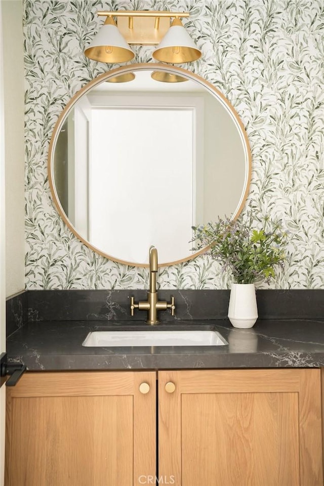 13 Lucero W, Irvine, CA 92620 - bathroom featuring wallpapered walls and vanity