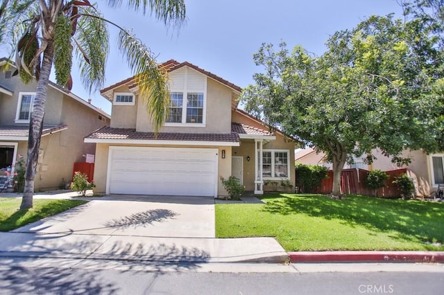 138 Greenhedge Ln, Pomona, CA 91766 - traditional home with a tile roof, an attached garage, concrete driveway, and stucco siding