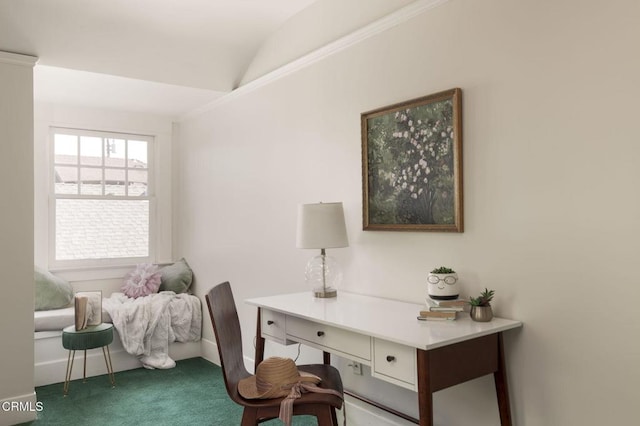 1813 Wayne Ave, South Pasadena, CA 91030 - carpeted office featuring vaulted ceiling and baseboards