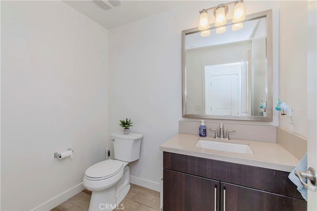 9213 Sunshine Pl, Downey, CA 90240 - bathroom featuring vanity, toilet, baseboards, and tile patterned floors