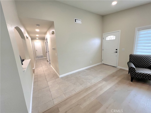 1763 Eastview Ave, Upland, CA 91784 - entrance foyer with light wood finished floors, baseboards, and recessed lighting