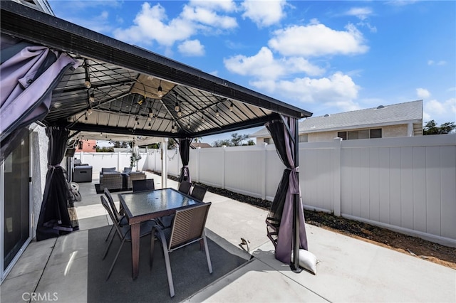 1138 Millstream Ln, Corona, CA 92878 - fenced backyard featuring a gazebo, a patio, and outdoor dining space