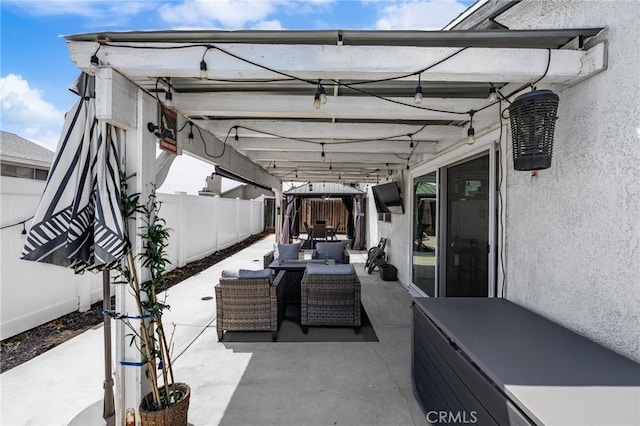 1138 Millstream Ln, Corona, CA 92878 - fenced backyard with an outdoor hangout area and a patio