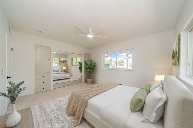 25810 San Felipe Dr, Hemet, CA 92544 - carpeted bedroom with a ceiling fan and a closet