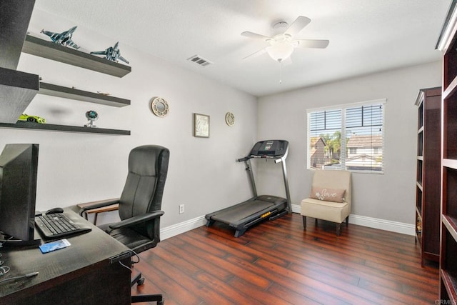 8550 Alexandria St, Riverside, CA 92508 - home office featuring wood finished floors, a ceiling fan, and baseboards