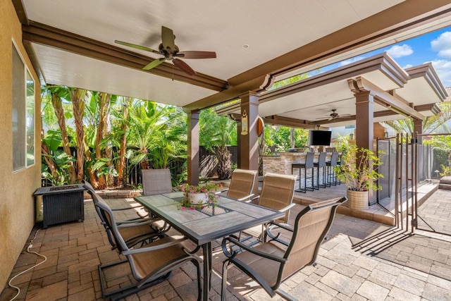 8550 Alexandria St, Riverside, CA 92508 - view of patio featuring ceiling fan, exterior bar, and outdoor dining space