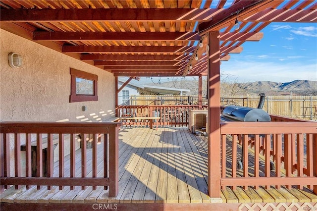 19055 Seaforth St, Hesperia, CA 92345 - deck featuring a mountain view and a pergola