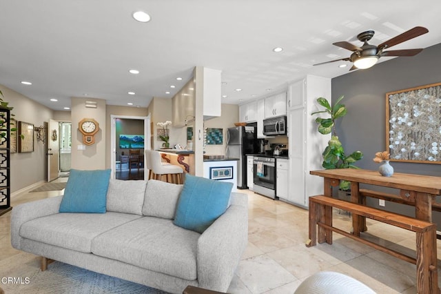 2623 Antonio Dr Unit 104, Camarillo, CA 93010 - living area featuring recessed lighting and a ceiling fan