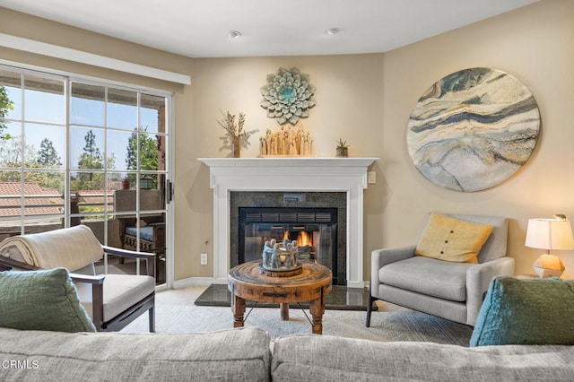2623 Antonio Dr Unit 104, Camarillo, CA 93010 - living area featuring a glass covered fireplace, baseboards, and recessed lighting