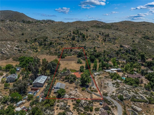 40901 Gibbel Rd, Hemet, CA 92544 - view of property location with a mountain backdrop and property boundaries highlighted