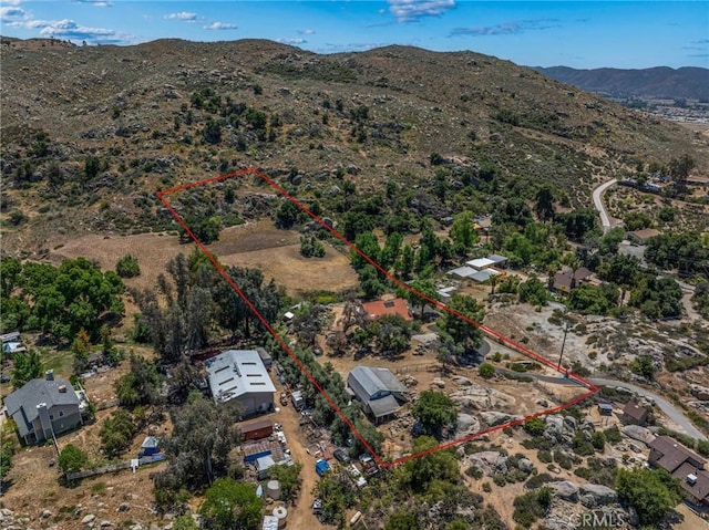 40901 Gibbel Rd, Hemet, CA 92544 - aerial overview of property's location featuring property boundaries highlighted and mountains