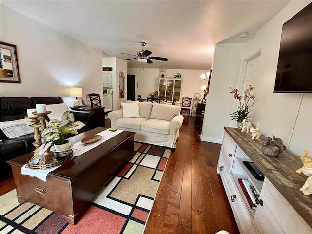 3513 Caminito Sierra Unit 101, Carlsbad, CA 92009 - living room with wood-type flooring and a ceiling fan