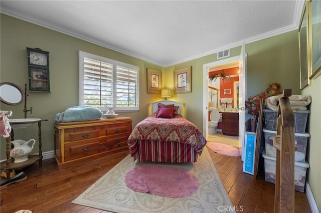 10750 Orchard View Ln, Riverside, CA 92503 - bedroom with hardwood / wood-style flooring, crown molding, and ensuite bath