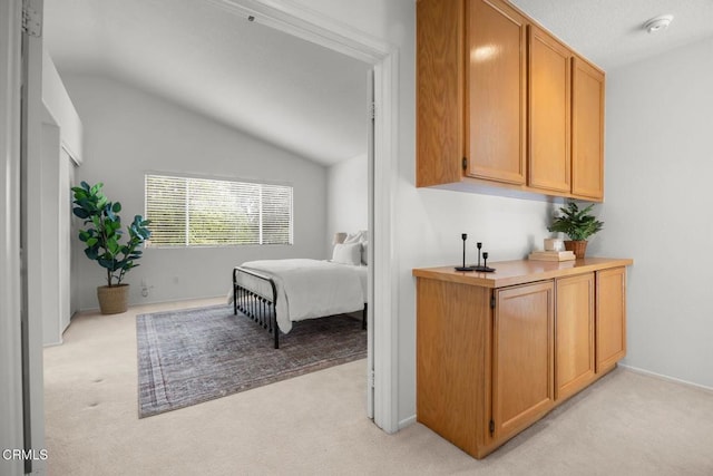 15254 Alyssas Ct, Moorpark, CA 93021 - bedroom featuring light carpet and vaulted ceiling