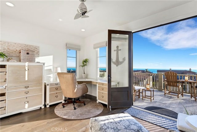 101 Via Almodovar, San Clemente, CA 92672 - home office featuring wood finished floors, ceiling fan, recessed lighting, and baseboards