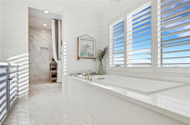 101 Via Almodovar, San Clemente, CA 92672 - full bathroom with a bath, marble finish floors, and recessed lighting