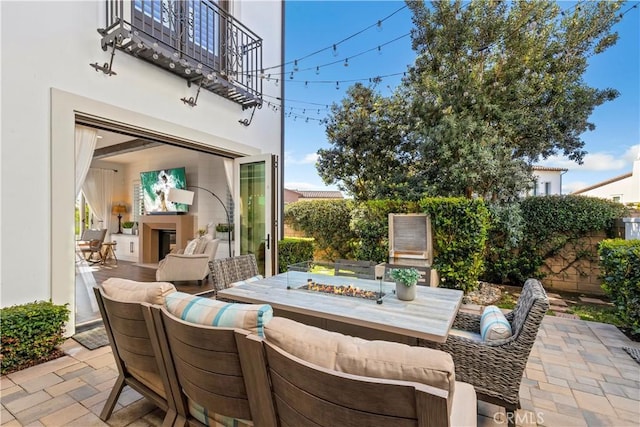 101 Via Almodovar, San Clemente, CA 92672 - view of patio with a balcony and an outdoor living space with a fire pit