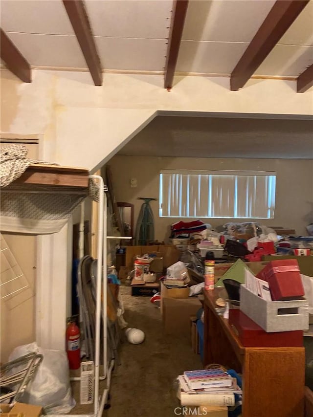1713 W 165th St, Compton, CA 90220 - interior space featuring beamed ceiling and carpet flooring