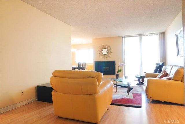 570 W Stocker St Unit 202, Glendale, CA 91202 - living room featuring wood finished floors, a textured ceiling, and healthy amount of natural light