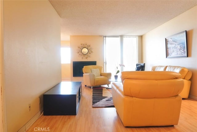 570 W Stocker St Unit 202, Glendale, CA 91202 - living room with wood finished floors, floor to ceiling windows, and a textured ceiling