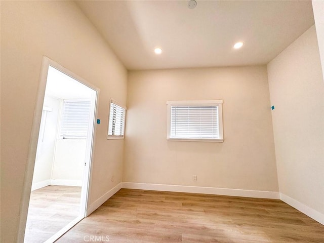 1051 W 18th St, Los Angeles, CA 90015 - empty room with light wood-style flooring, baseboards, and recessed lighting