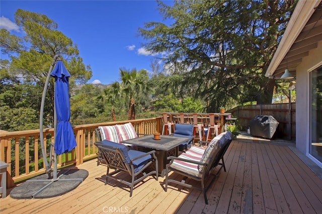 7235 Estepa Dr, Tujunga, CA 91042 - deck featuring outdoor dining space and a grill