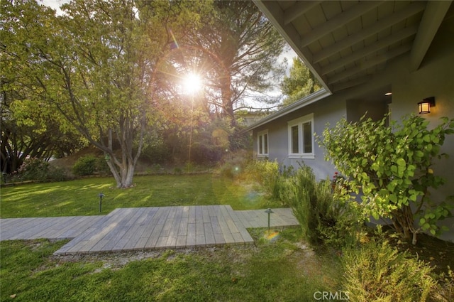 7235 Estepa Dr, Tujunga, CA 91042 - view of grassy yard featuring a wooden deck