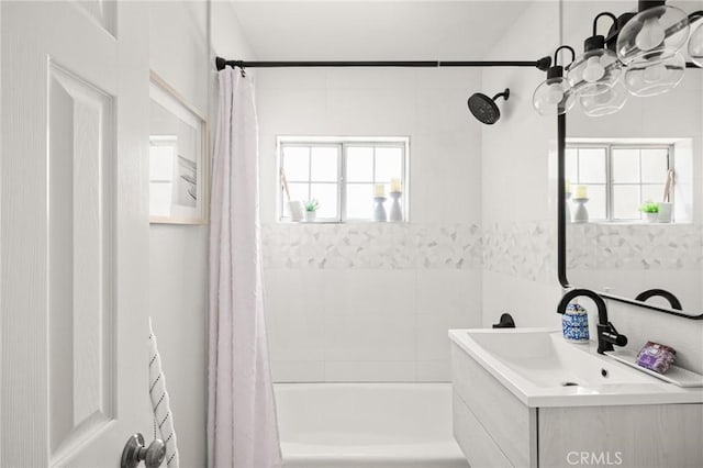 1108 Stanford Ave, Redondo Beach, CA 90278 - full bathroom with vanity, shower / bath combo, and plenty of natural light