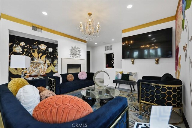 43228 Bacino Ct, Indio, CA 92203 - living area with recessed lighting and a chandelier
