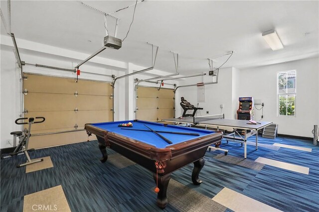 43228 Bacino Ct, Indio, CA 92203 - recreation room featuring carpet flooring, a garage, and billiards