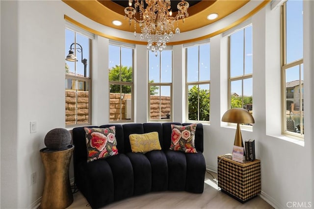 43228 Bacino Ct, Indio, CA 92203 - sunroom / solarium featuring a chandelier