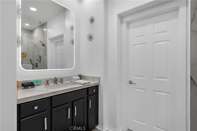 43228 Bacino Ct, Indio, CA 92203 - bathroom featuring vanity, a shower stall, and recessed lighting