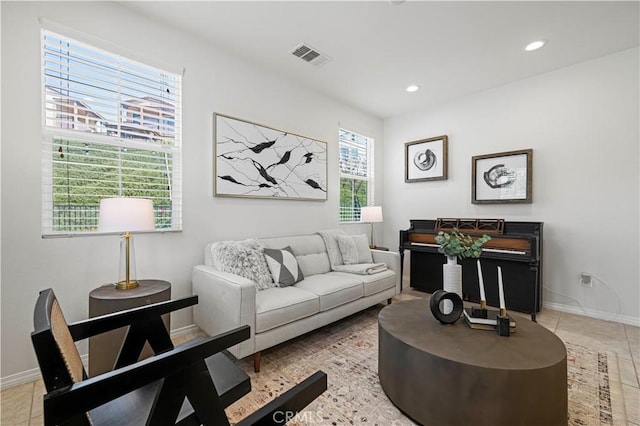 29015 Ridgecrest Ct, Valencia, CA 91354 - living room with recessed lighting, baseboards, and light tile patterned floors