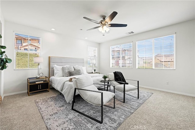 29015 Ridgecrest Ct, Valencia, CA 91354 - bedroom featuring carpet flooring, baseboards, recessed lighting, and ceiling fan
