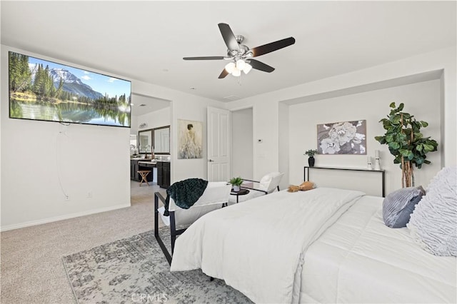 29015 Ridgecrest Ct, Valencia, CA 91354 - carpeted bedroom with baseboards and ceiling fan