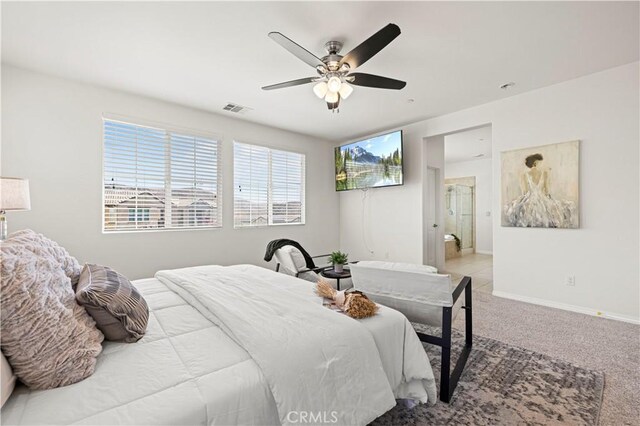 29015 Ridgecrest Ct, Valencia, CA 91354 - carpeted bedroom with baseboards and a ceiling fan