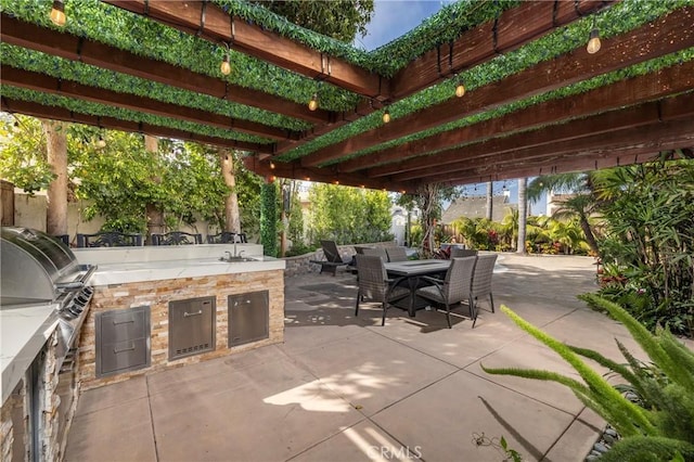 16561 Wanderer Ln, Huntington Beach, CA 92649 - view of patio / terrace with outdoor dining area and a sink