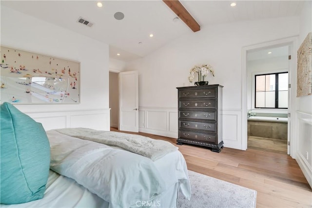 2001 Oak Ave, Manhattan Beach, CA 90266 - bedroom with recessed lighting, light wood finished floors, wainscoting, ensuite bathroom, and a decorative wall