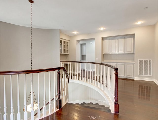 2237 Sageleaf Cir, Corona, CA 92882 - stairs featuring hardwood / wood-style flooring, recessed lighting, and baseboards