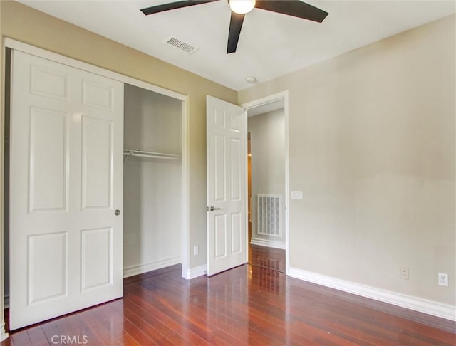 2237 Sageleaf Cir, Corona, CA 92882 - unfurnished bedroom featuring wood finished floors, baseboards, a closet, and a ceiling fan