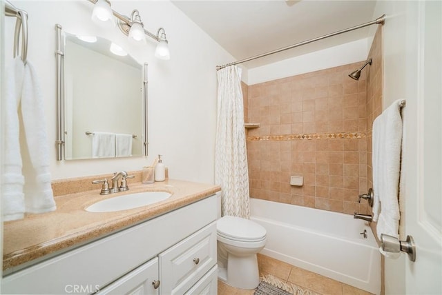 5631 Lake Park Way Unit 2, La Mesa, CA 91942 - full bathroom featuring vanity, shower / tub combo with curtain, toilet, and tile patterned flooring