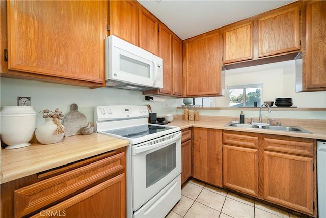5631 Lake Park Way Unit 2, La Mesa, CA 91942 - kitchen featuring white appliances, a sink, light countertops, and light tile patterned floors