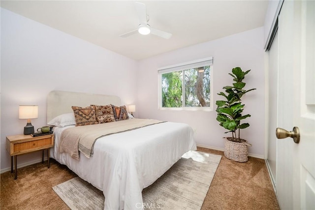 5631 Lake Park Way Unit 2, La Mesa, CA 91942 - bedroom featuring carpet, baseboards, and ceiling fan