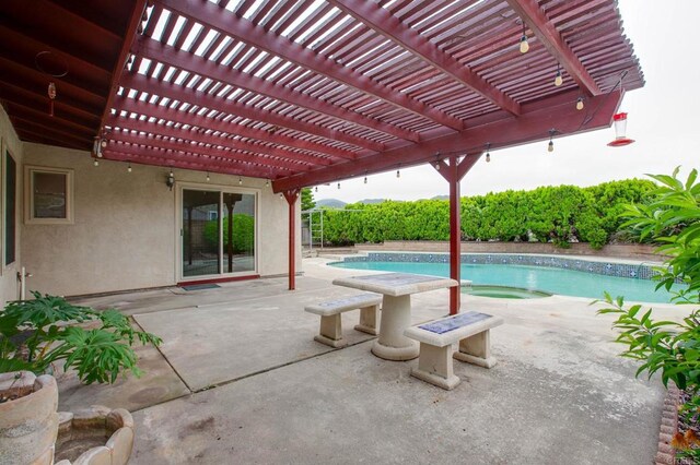 9336 Nalini Ct, Santee, CA 92071 - view of pool with a patio area, a pergola, and an in-ground hot tub